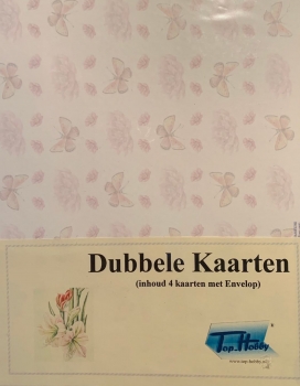 Set Doppelkarten zart mit Blumen und Schmetterlingen bedruckt, inkl. Couverts